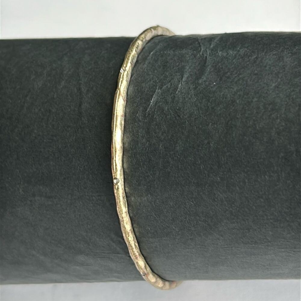 Women’s vintage dainty gold tone hammered crystal‎ bangle bracelet one size